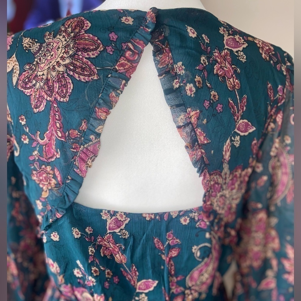 NWT Cowgirl Boho Cottagecore Prairie Pine Paisley Empire Waist MIDI Dress Size S - Picture 7 of 9